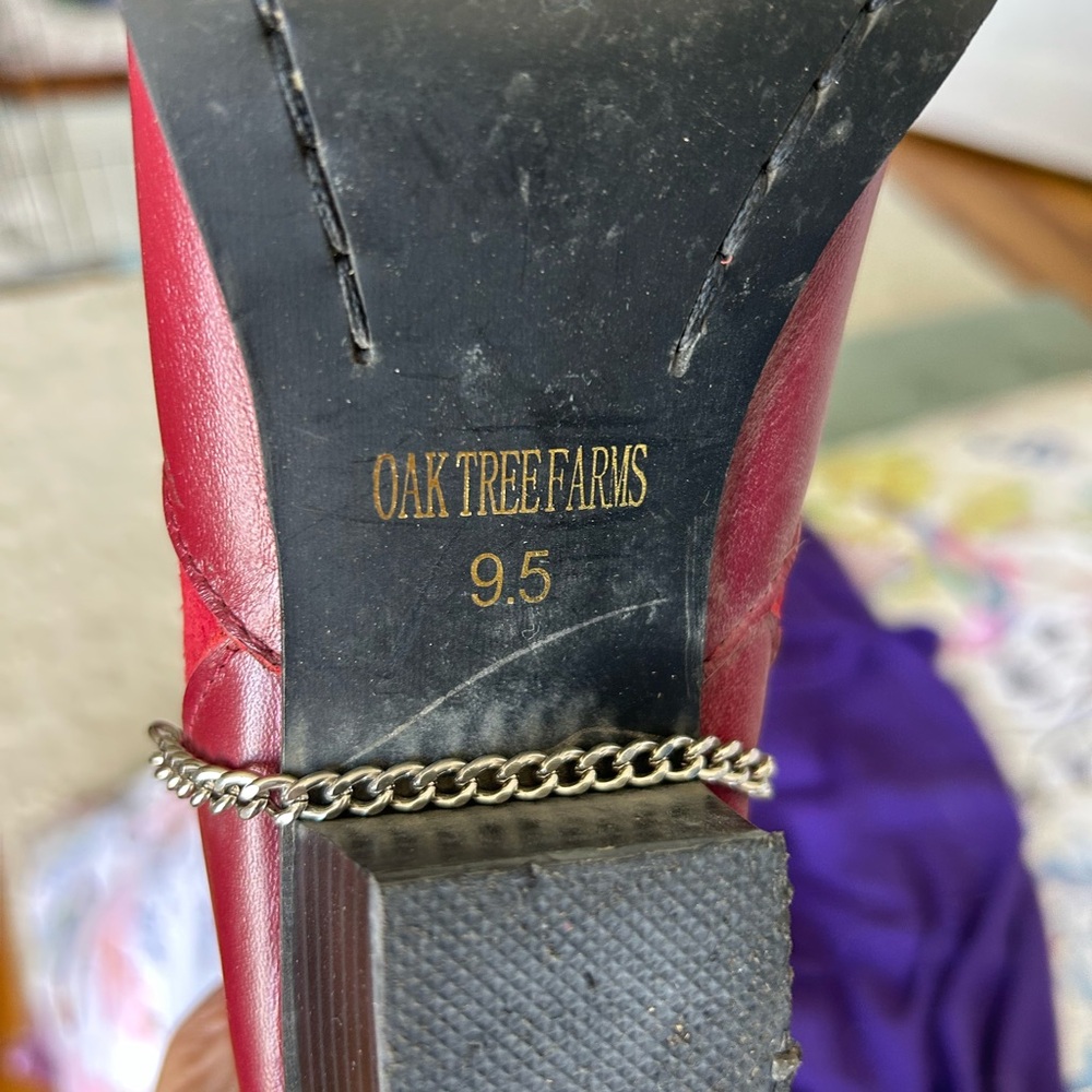 Women's Red Slouchy Western-Inspired Mid-Calf Heeled Boots - Picture 7 of 7